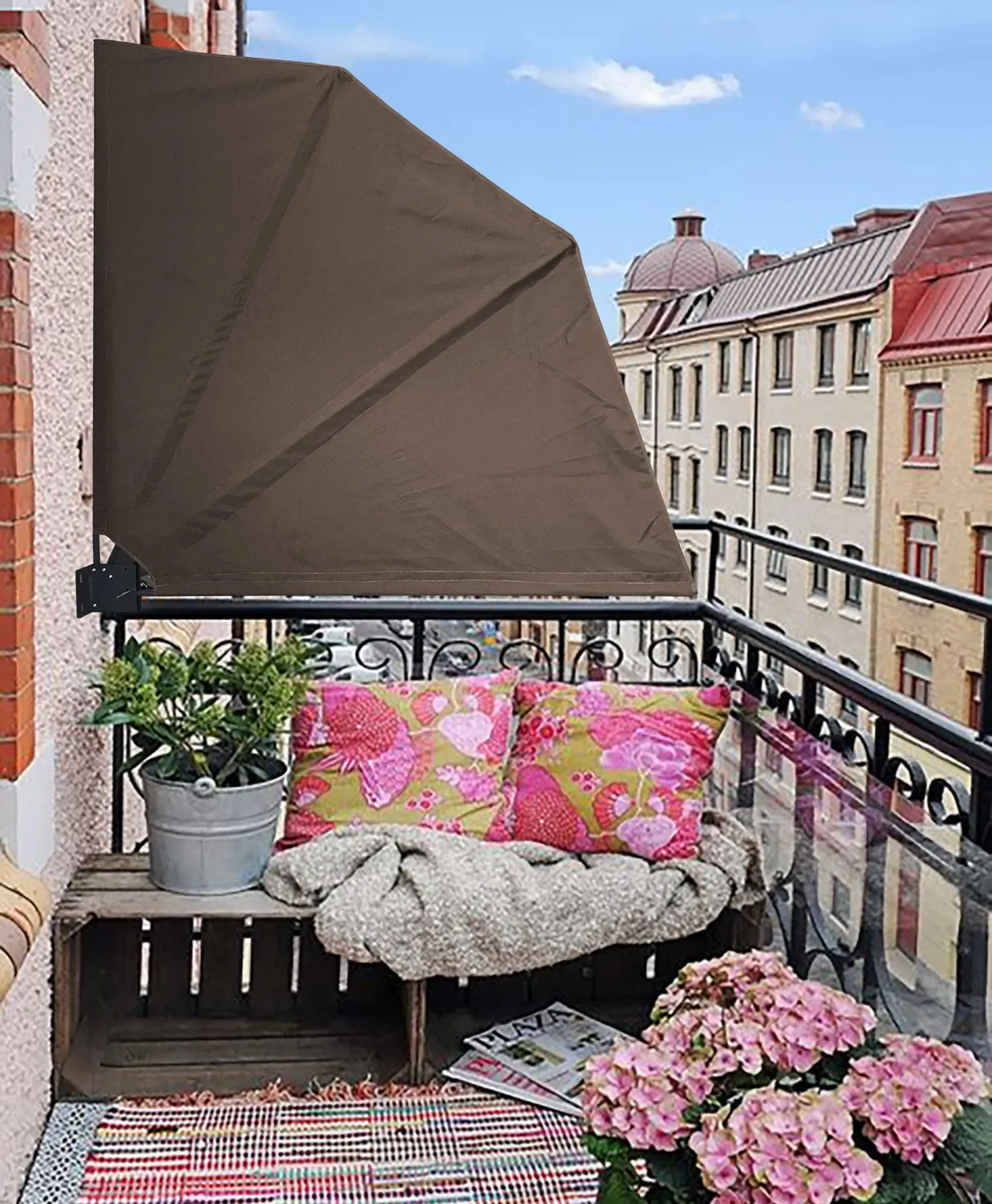 Quick Star Frangivista balcone 140x140 rosso arancione 2 pezzi