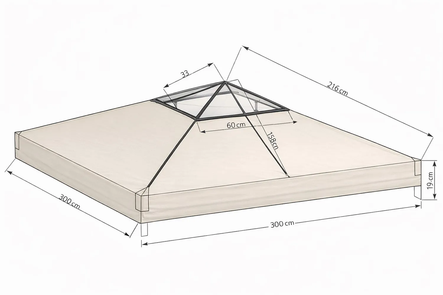 Quick Star tetto ricambio gazebo 3x3 trasparente beige impermeabile