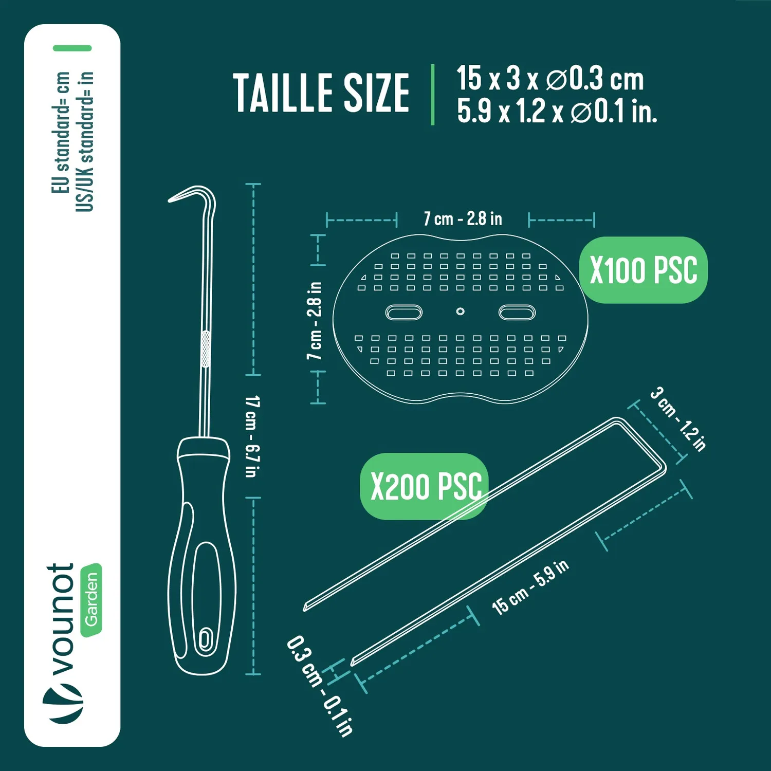 Vounot Picchetti Fissaggio a U 150 mm 200 Pezzi con Rondelle