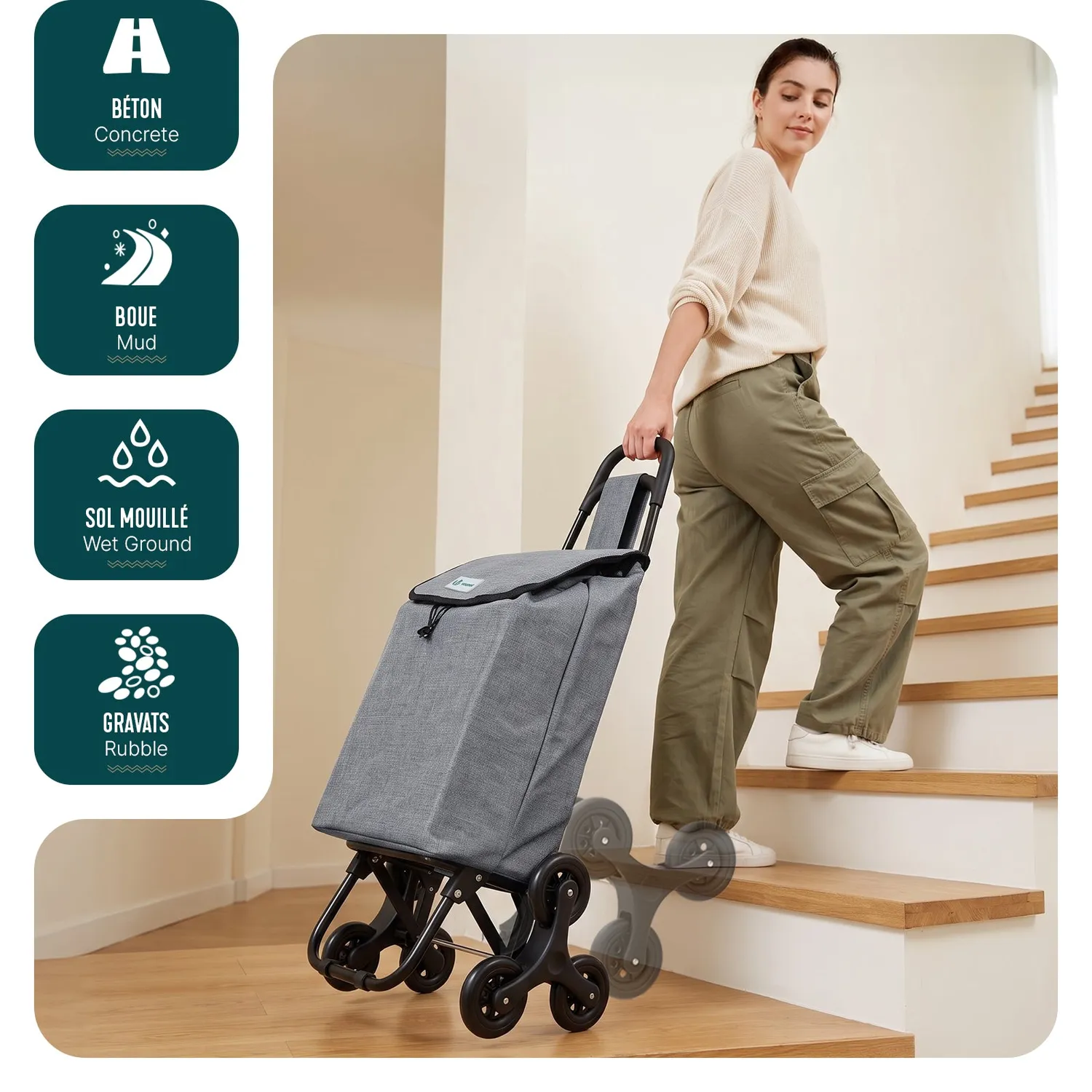 Vounot Carrello Spesa Pieghevole Saliscale 32L Grigio