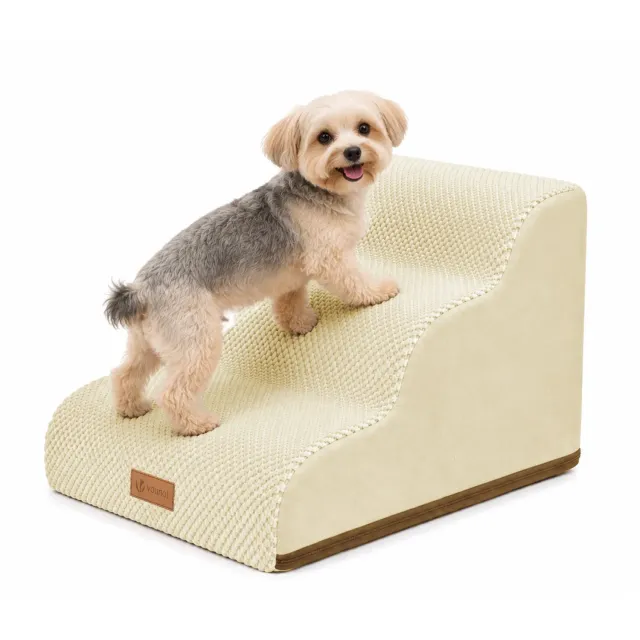 Vounot scala per cani e gatti 3 gradini beige 57x40x40 cm