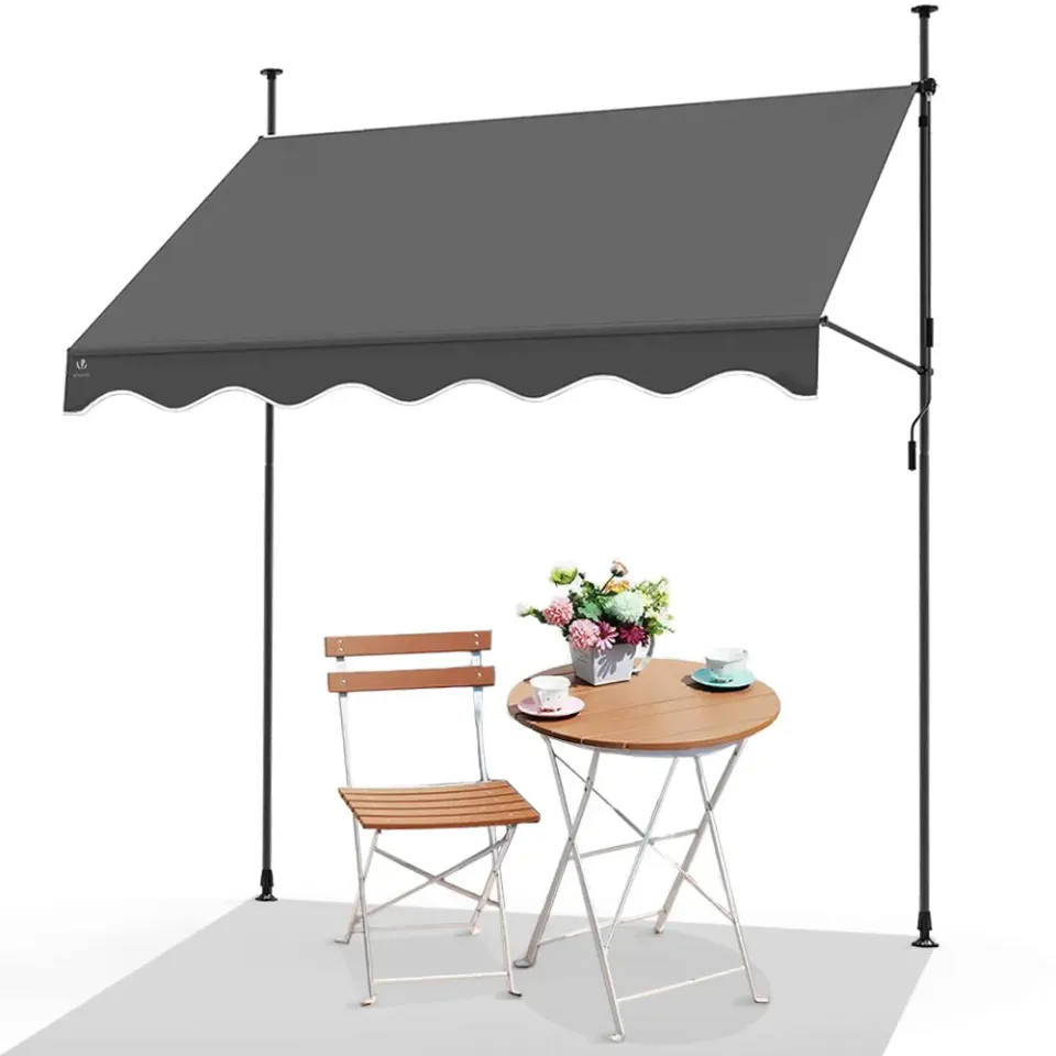 Vounot Tenda Sole Senza Forare Grigia 300 cm Retrattile