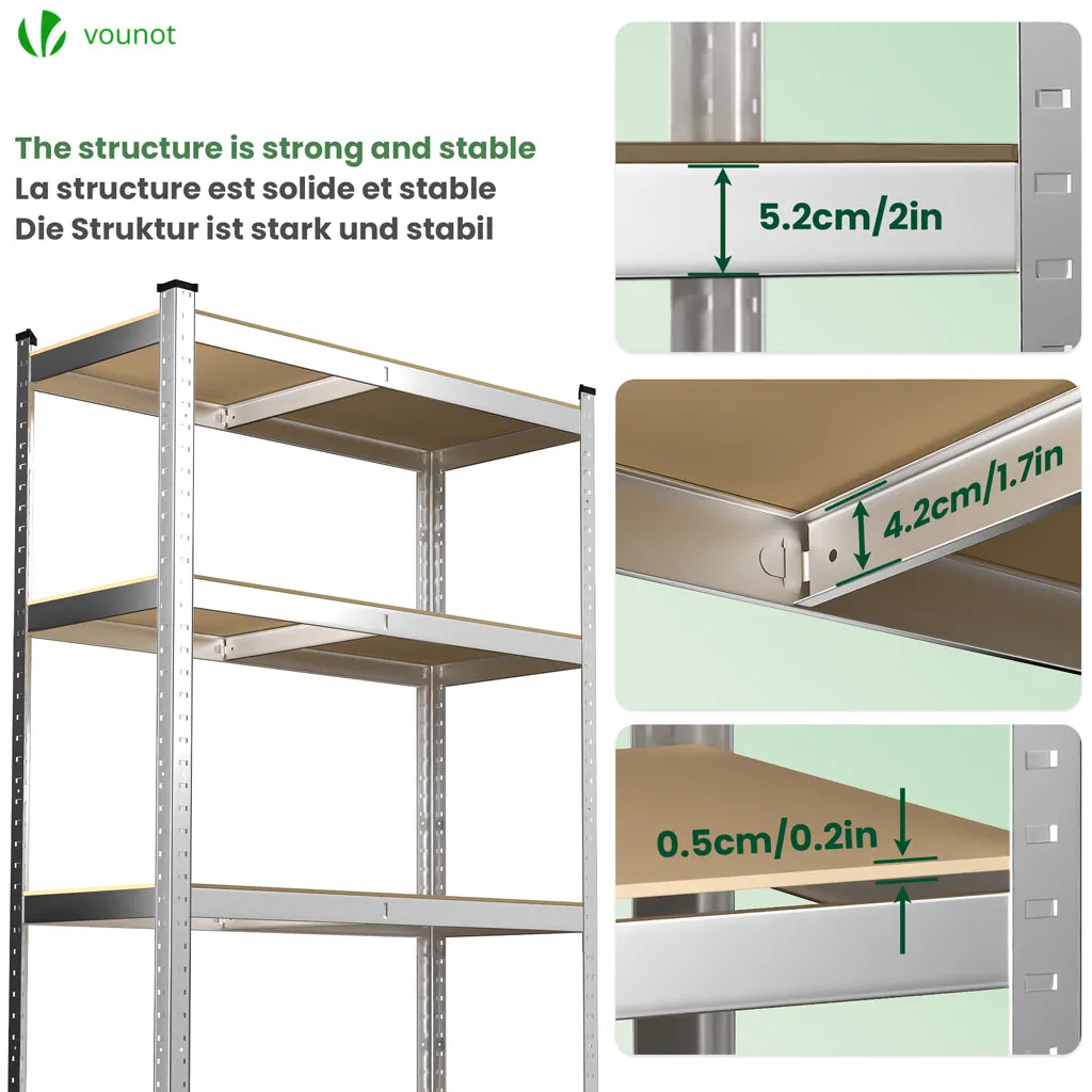 Vounot scaffali metallici 90x40x180 5 ripiani 2 pezzi
