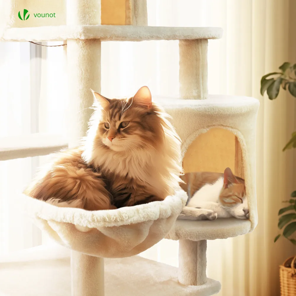Vounot albero gatto grande 5 livelli 168 cm beige sisal
