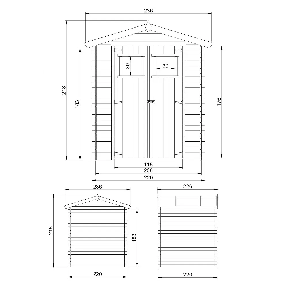 Timbela M369 casetta legno 220x220 cm 4 m² con finestre
