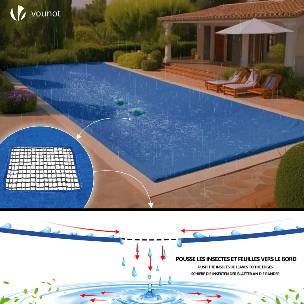 VOUNOT Telo Piscina Rettangolare 4x8m Blu in PE 160g