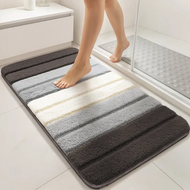 VOUNOT Set 2 Tappeti Bagno Antiscivolo 40x60 Grigio