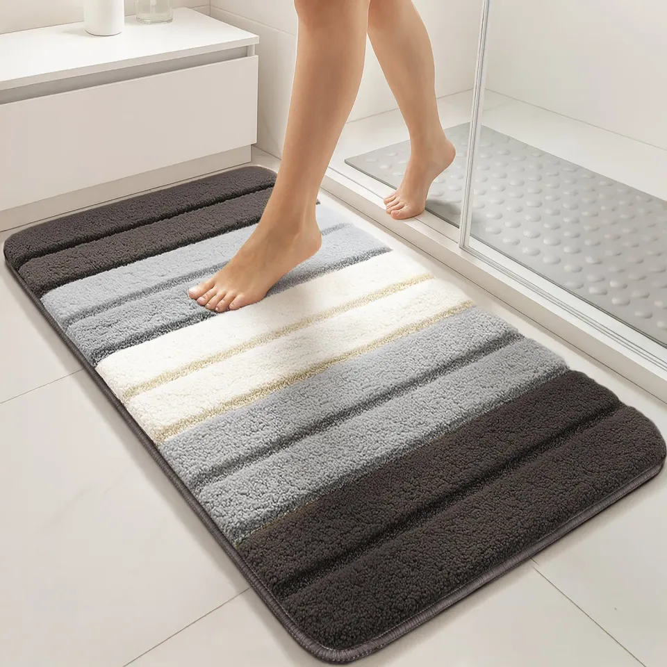 VOUNOT tappeti bagno antiscivolo grigi 50x80 cm set 2 pezzi