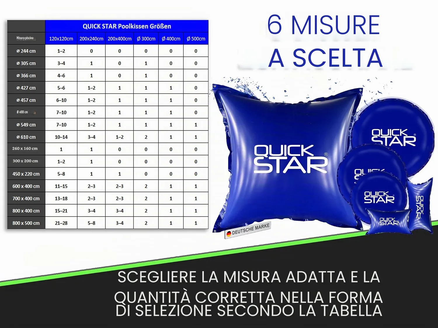QUICK STAR Cuscino Piscina Invernale 120x120 cm Blu Gonfiabile