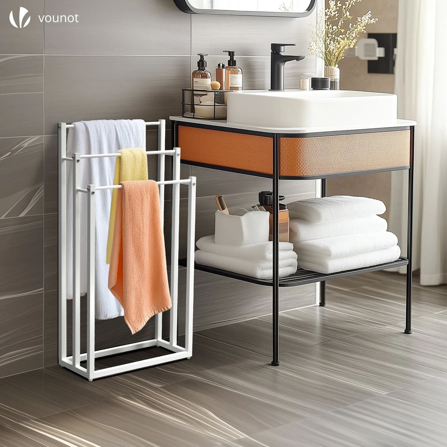 Vounot portasalviette piantana bagno bianco 3 livelli