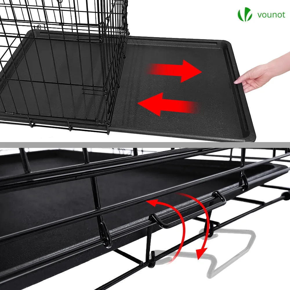 VOUNOT Gabbia cane metallo 122x75x81 cm 2 porte