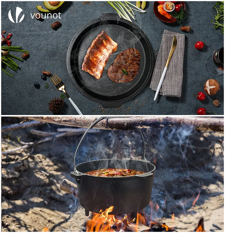 VOUNOT Cocotte Ghisa Dutch Oven 9 L Fuoco e Forno