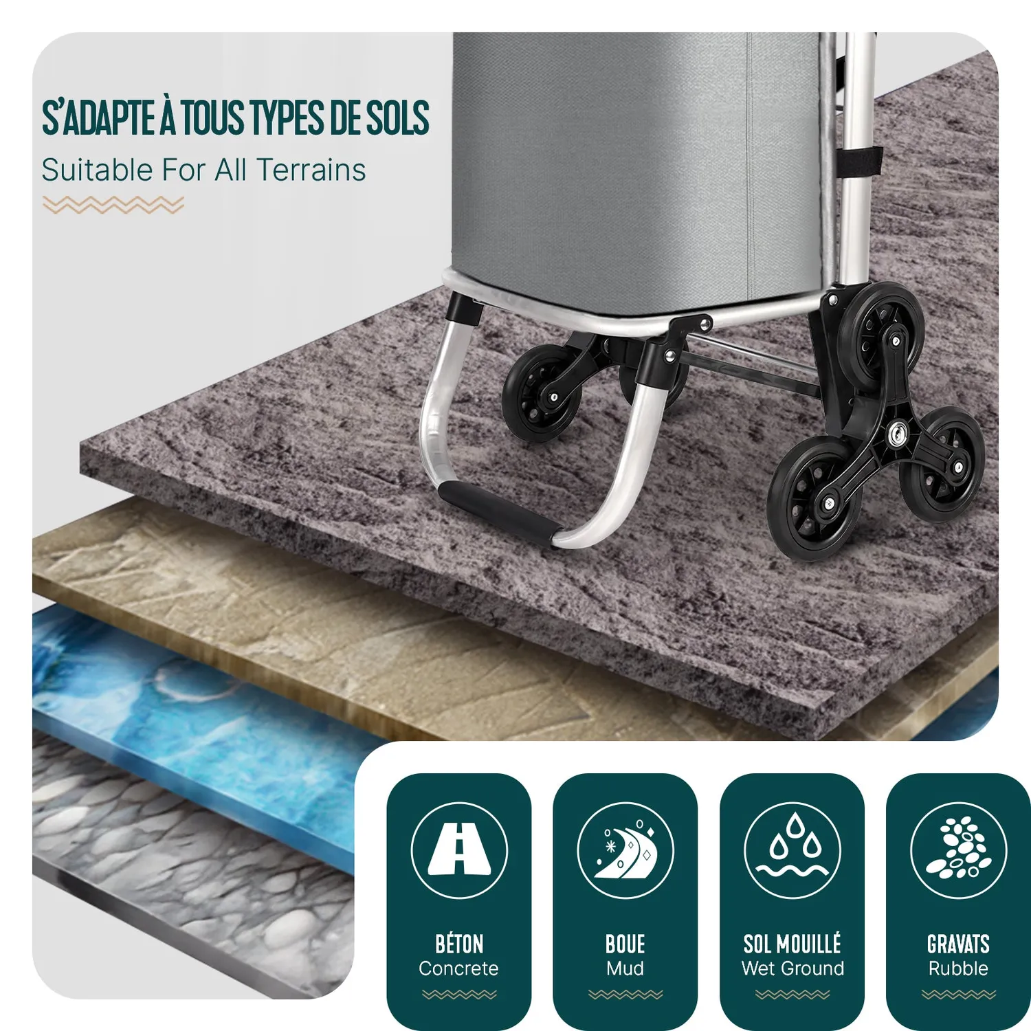 Vounot carrello spesa saliscale isotermico 58L grigio