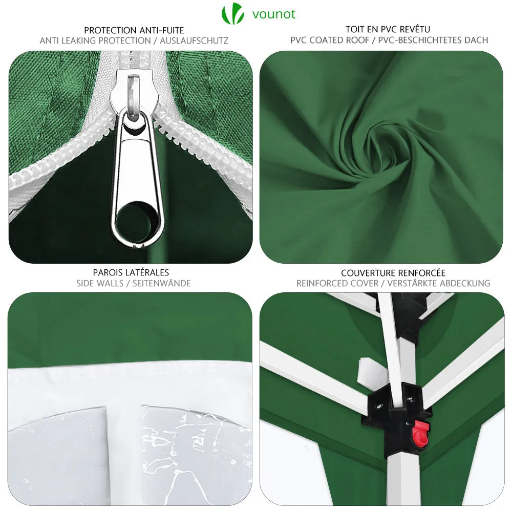 VOUNOT Gazebo Giardino 3x3m Pieghevole Verde con Pareti