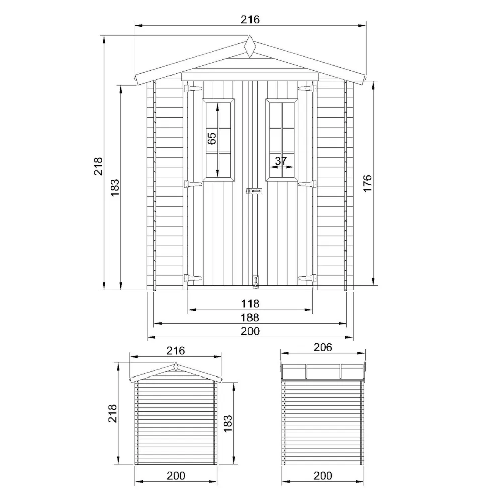 Timbela M343C casetta legno 200x200 con finestre