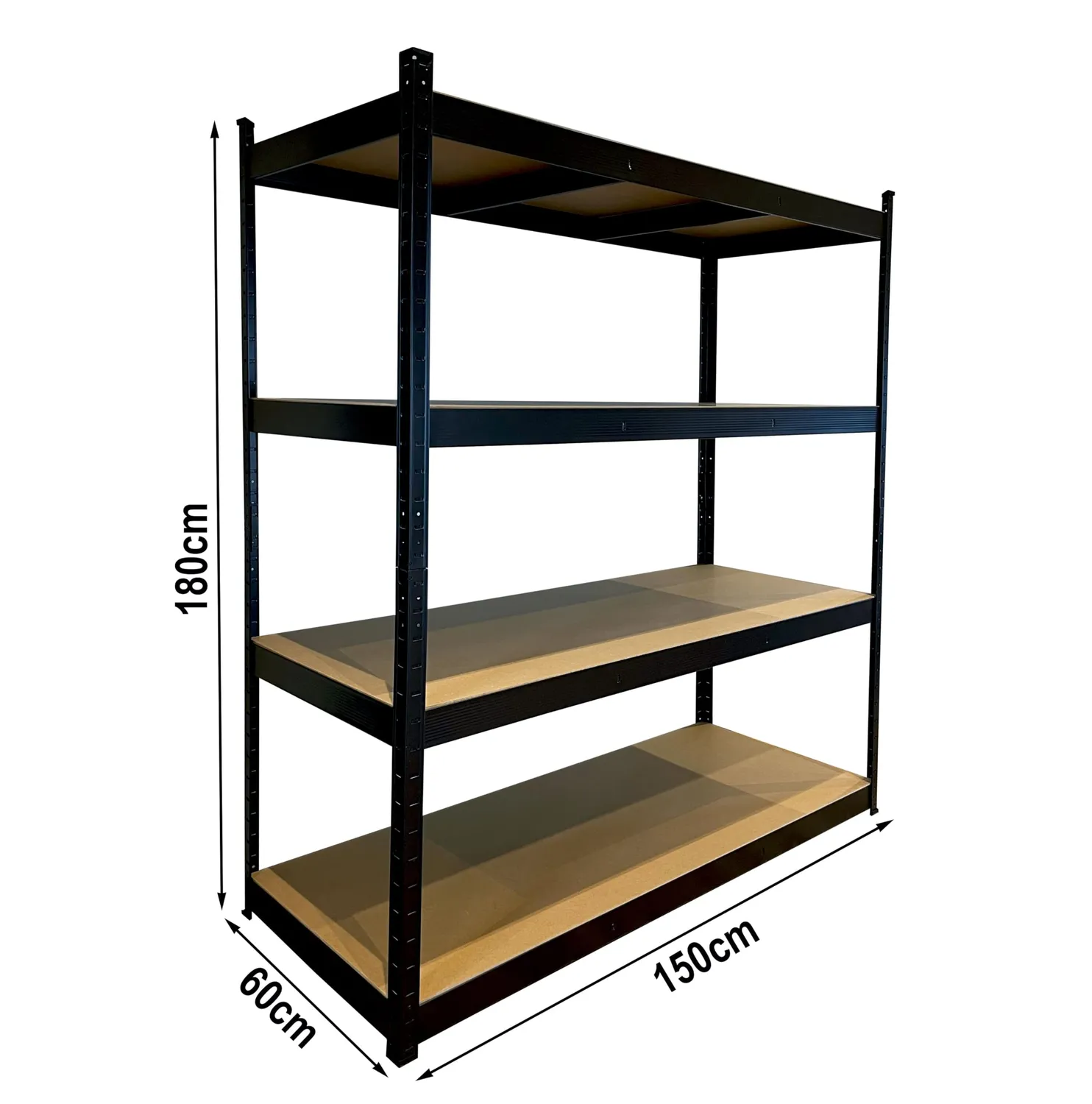 Quick Star scaffale pesante 150x60x180 nero 4 ripiani 1000kg
