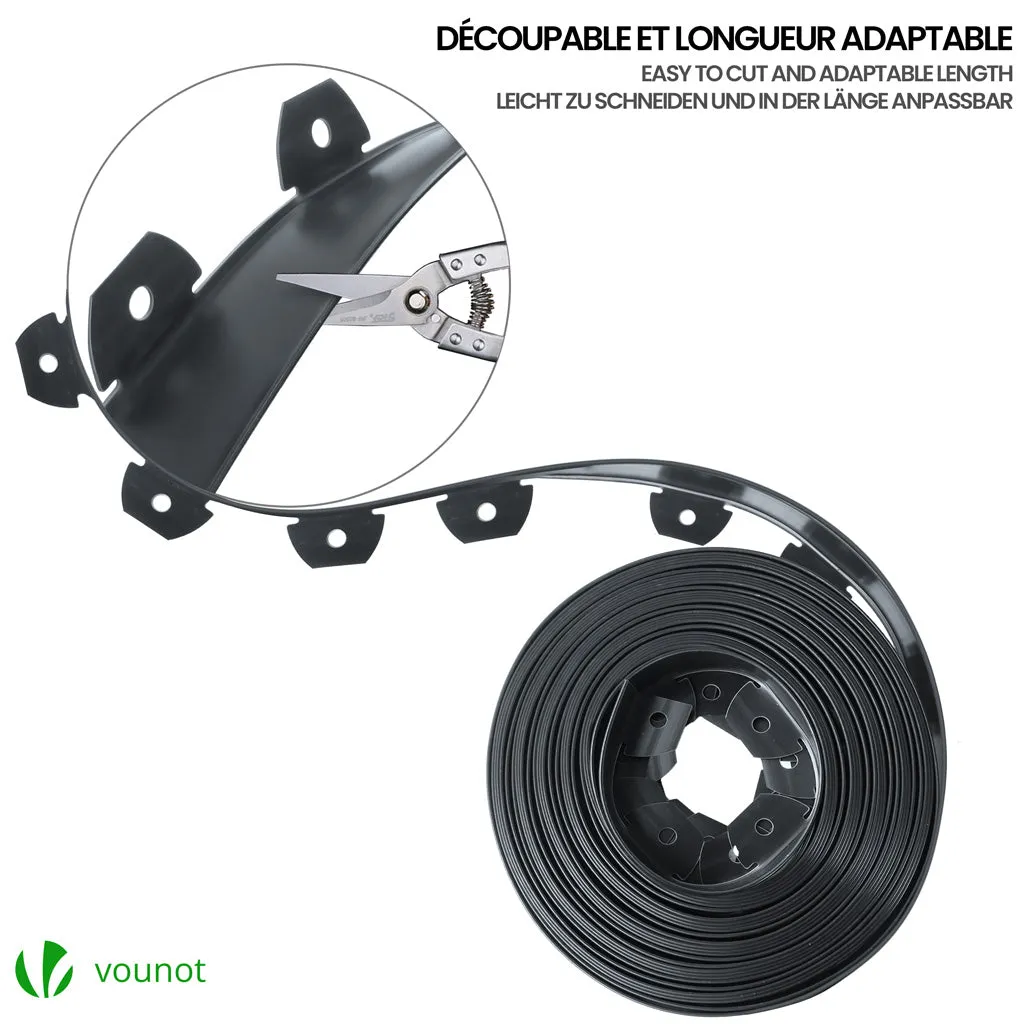 VOUNOT bordura giardino flessibile PVC 20 m antracite con picchetti