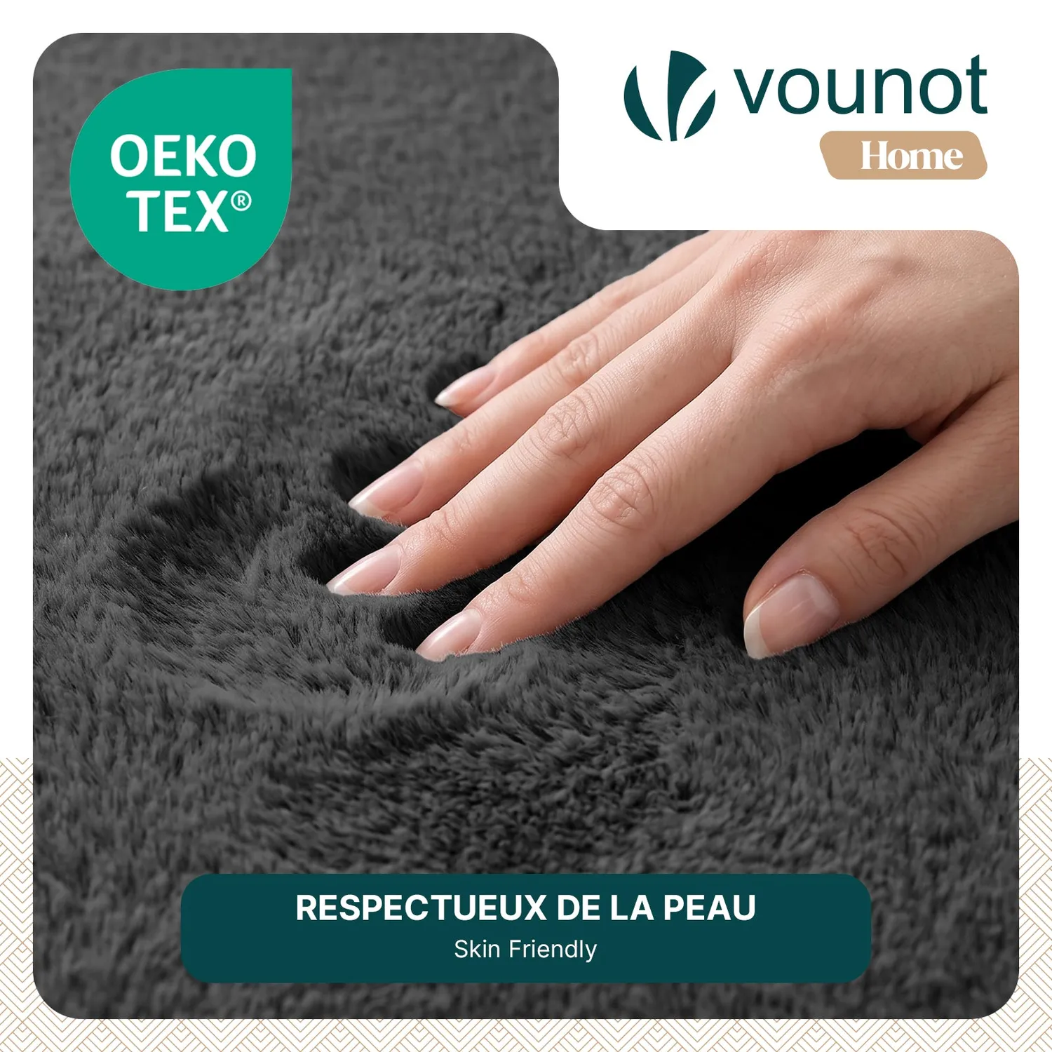 VOUNOT Tappeto rotondo 120cm antracite pelo raso