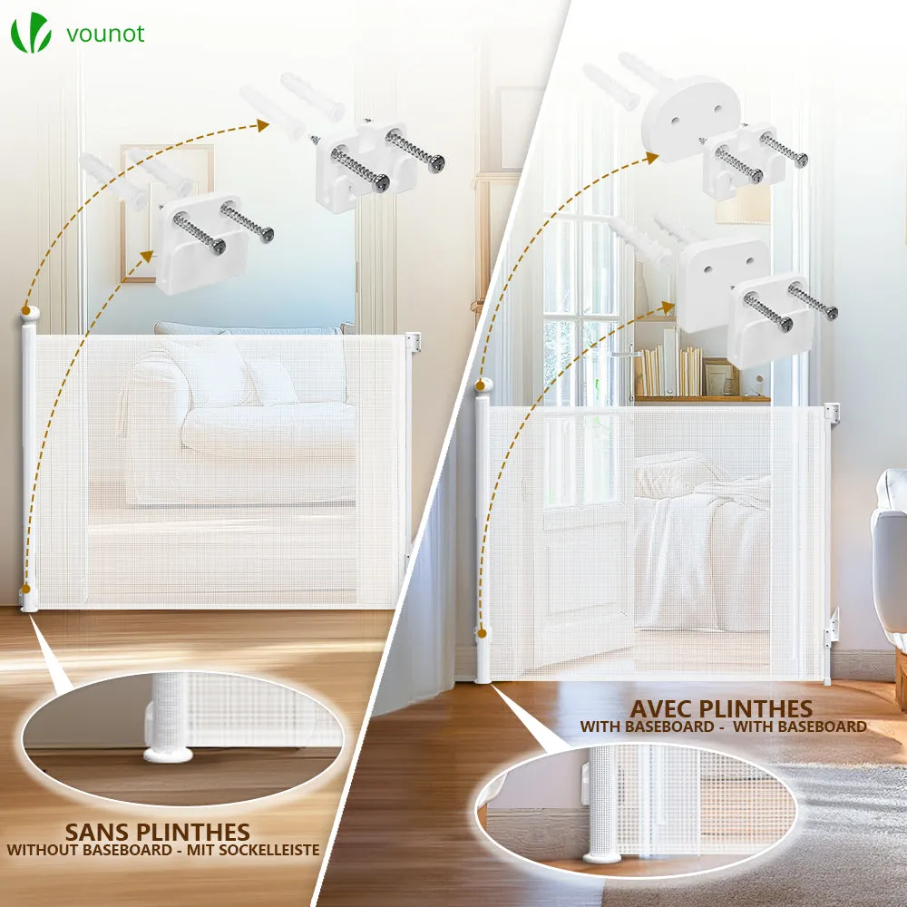 VOUNOT Barriera Sicurezza Retraibile Bianca 180x96cm Bambini