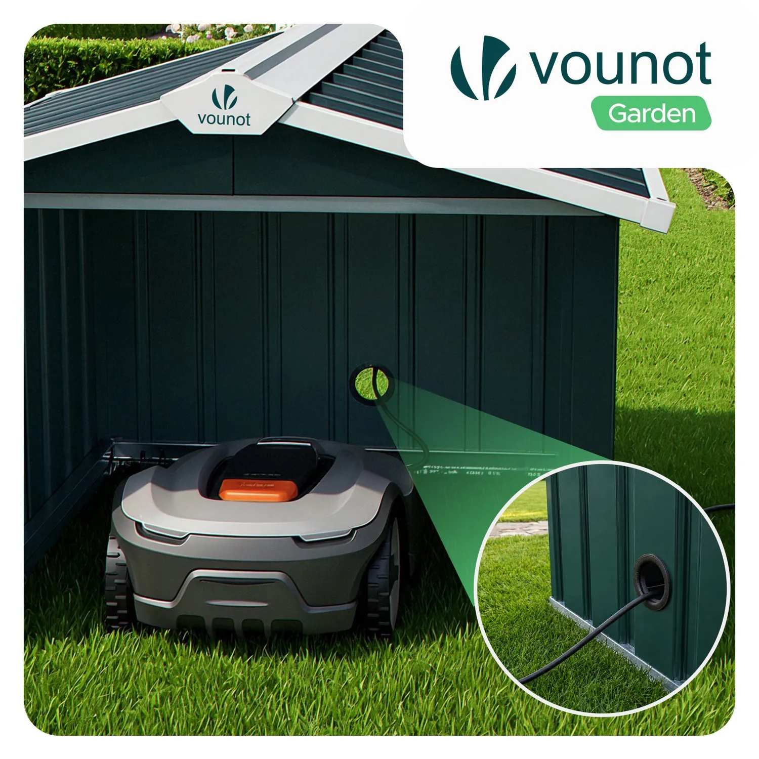 VOUNOT Garage Robot Tagliaerba Metallo 87x100cm Verde