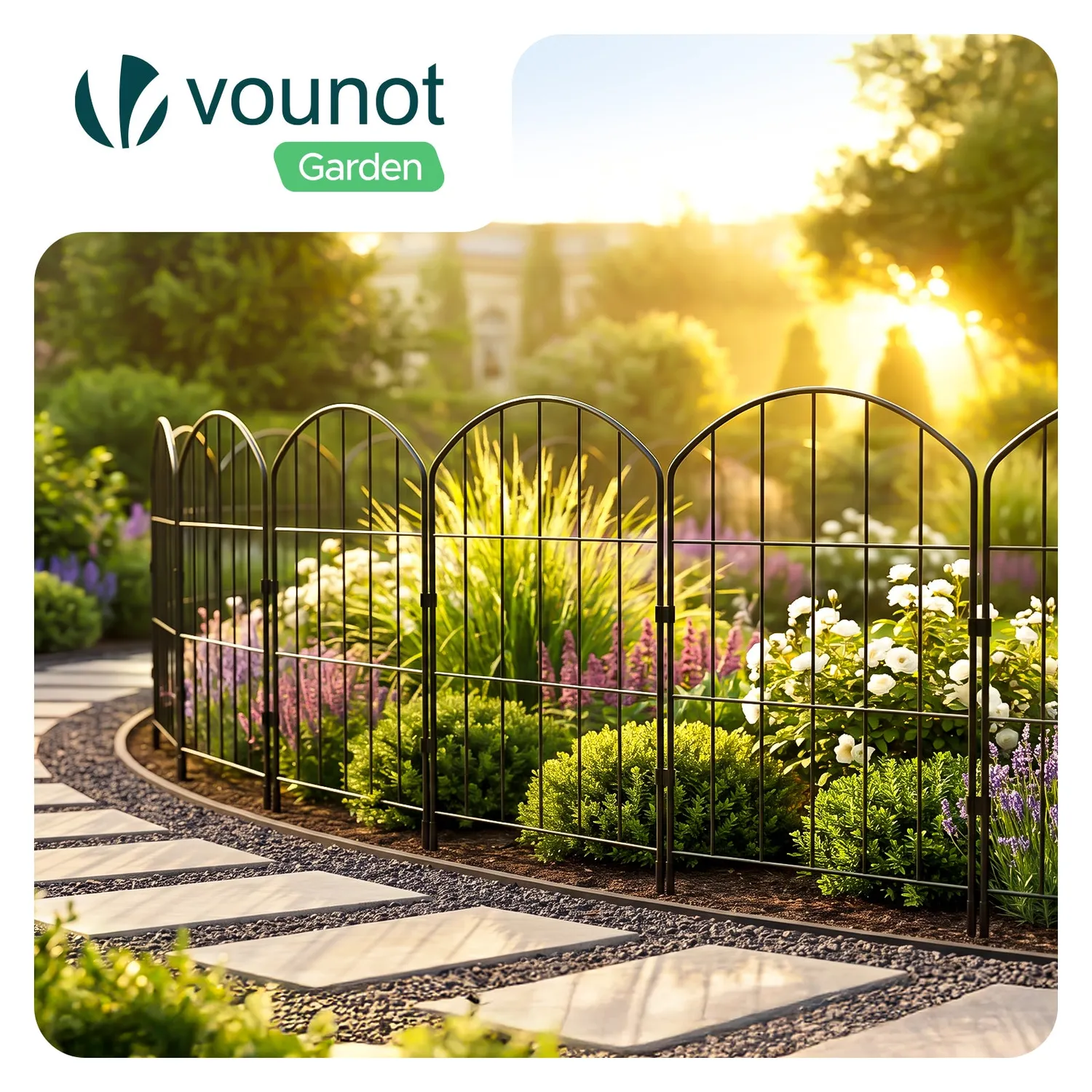 Vounot Recinzione Giardino Metallo Nero 61x33cm 10 Pezzi
