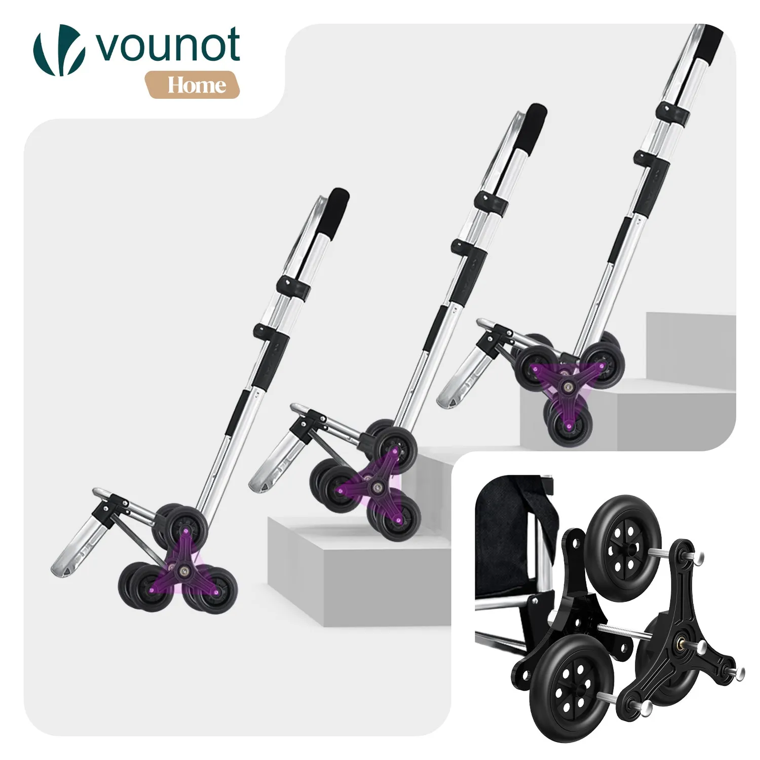 VOUNOT Carrello Spesa Pieghevole Saliscale Nero 58 L