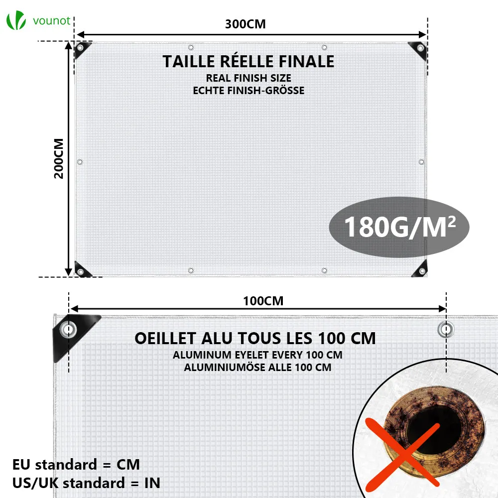 VOUNOT Telone impermeabile 2x3m bianco 180g/m²