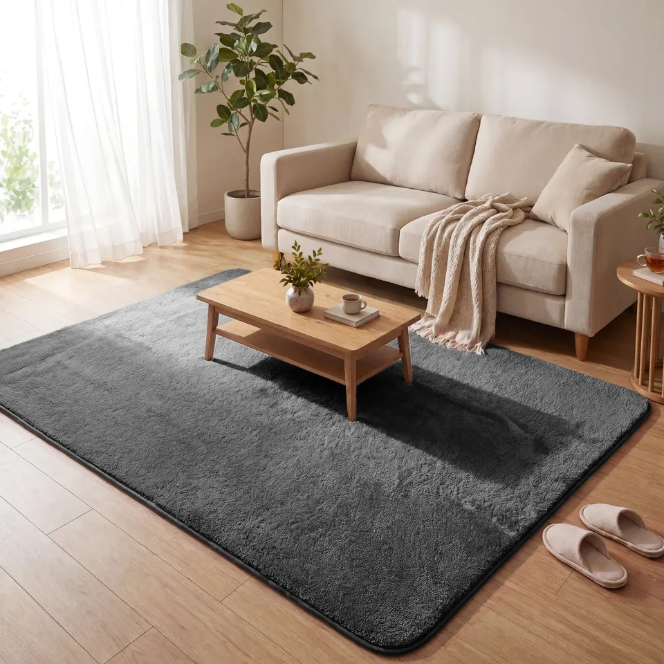 Vounot tappeto salotto 160x230cm antracite pelo raso