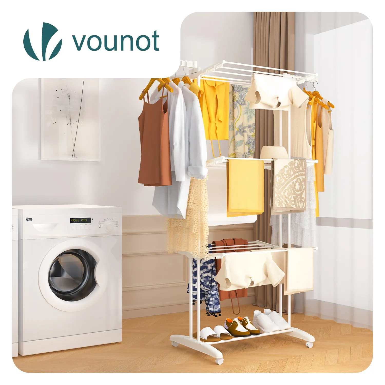 Vounot Stendibiancheria Torre 4 Livelli 125cm Bianco