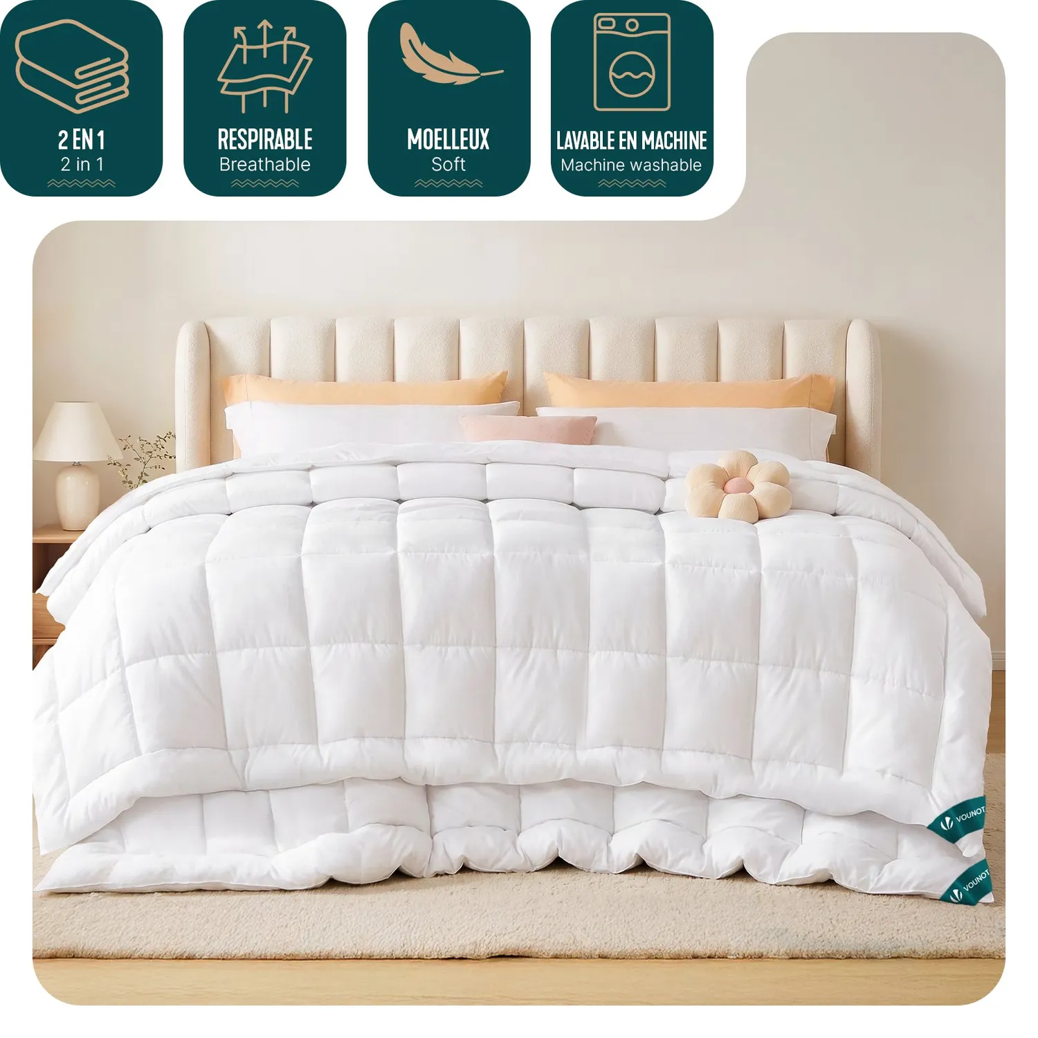 VOUNOT piumone 4 stagioni 3 in 1 260x240 cm bianco