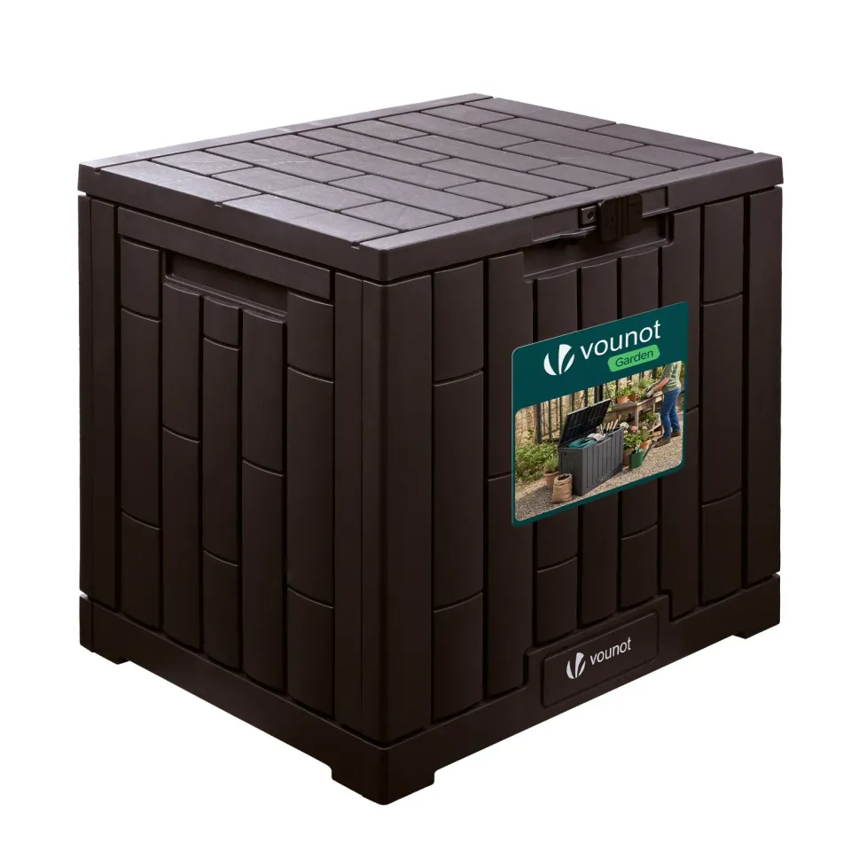 Vounot Baule da Giardino 126L Marrone 56x44x53cm Impermeabile