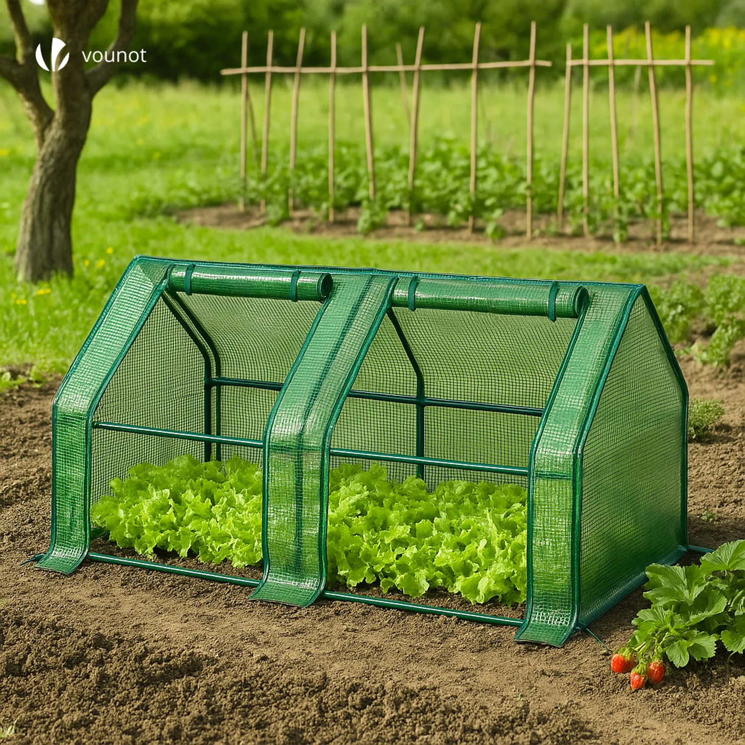 VOUNOT Mini Serra Giardino 180x90x90 cm Verde 2 Porte