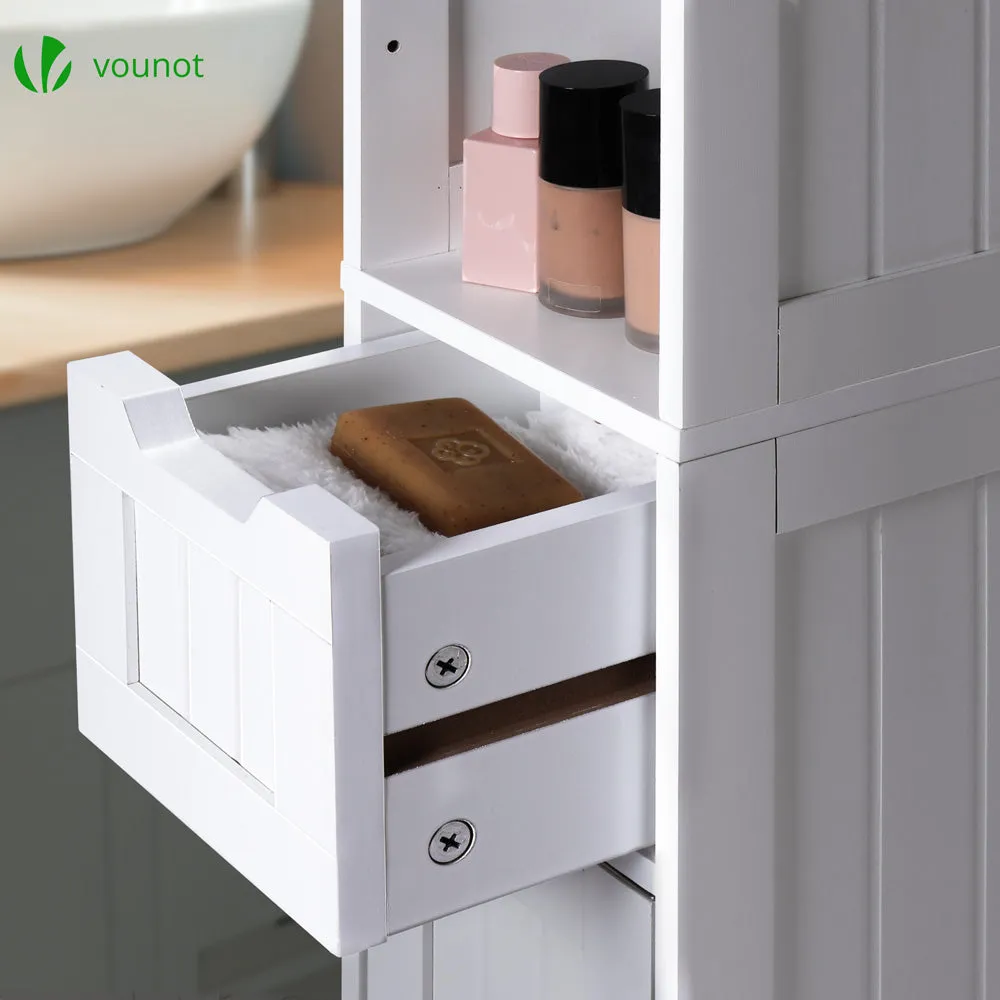 Vounot colonna bagno bianca 20x20x180cm MDF 5 ripiani