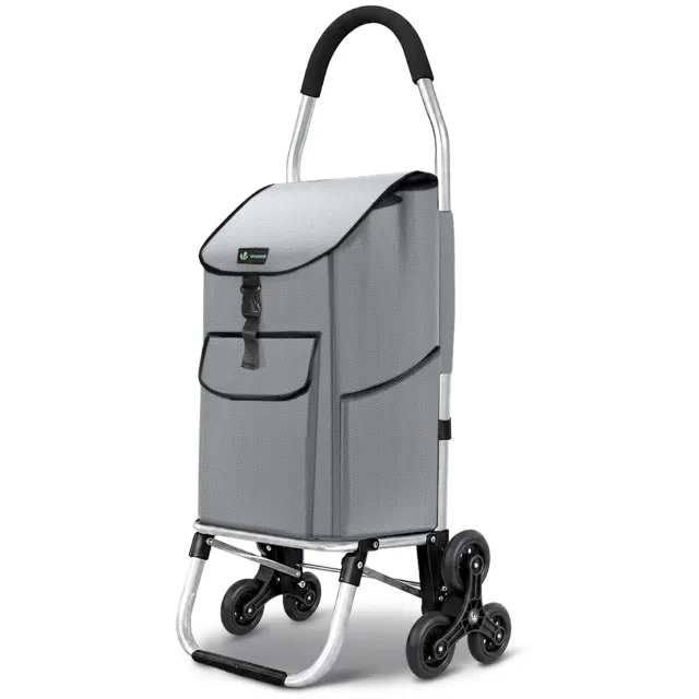 VOUNOT Carrello Spesa Saliscale 58L Alluminio Grigio Pieghevole