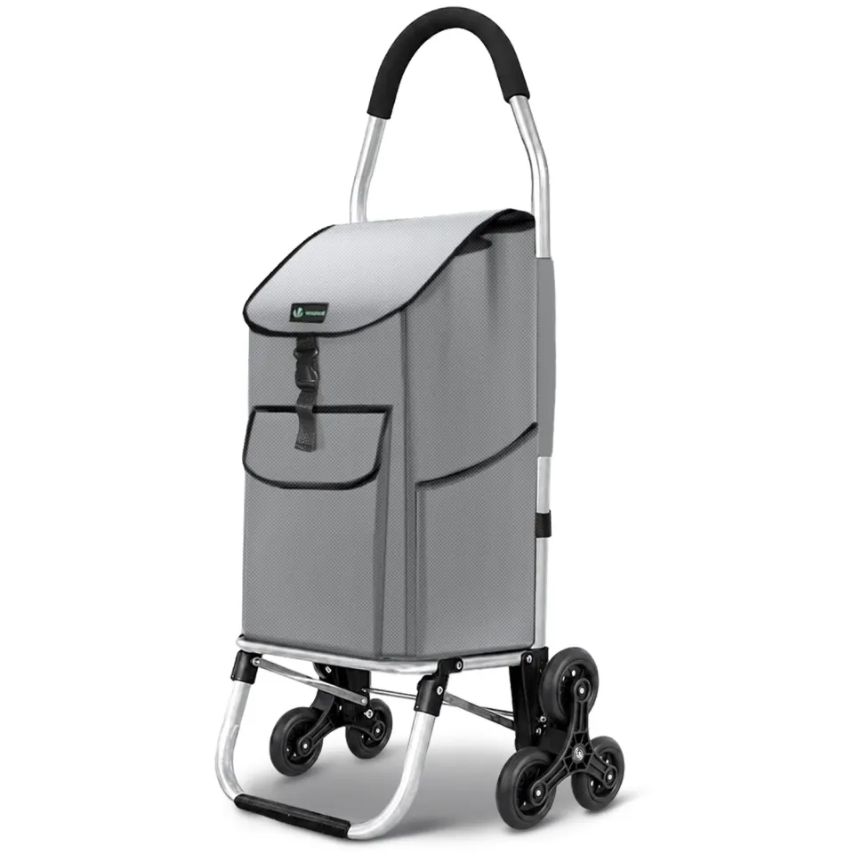 VOUNOT Carrello Spesa Saliscale 58L Alluminio Grigio Pieghevole