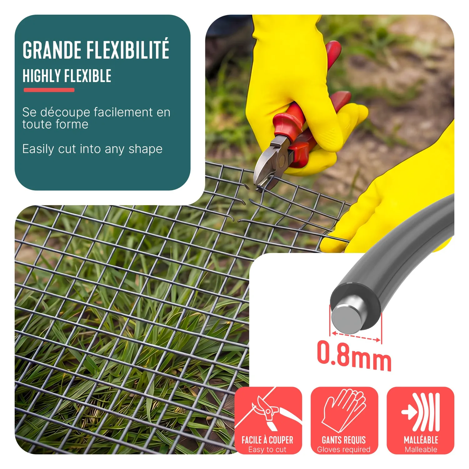 Vounot rete metallica saldata 0,5x10m grigia 13mm PVC