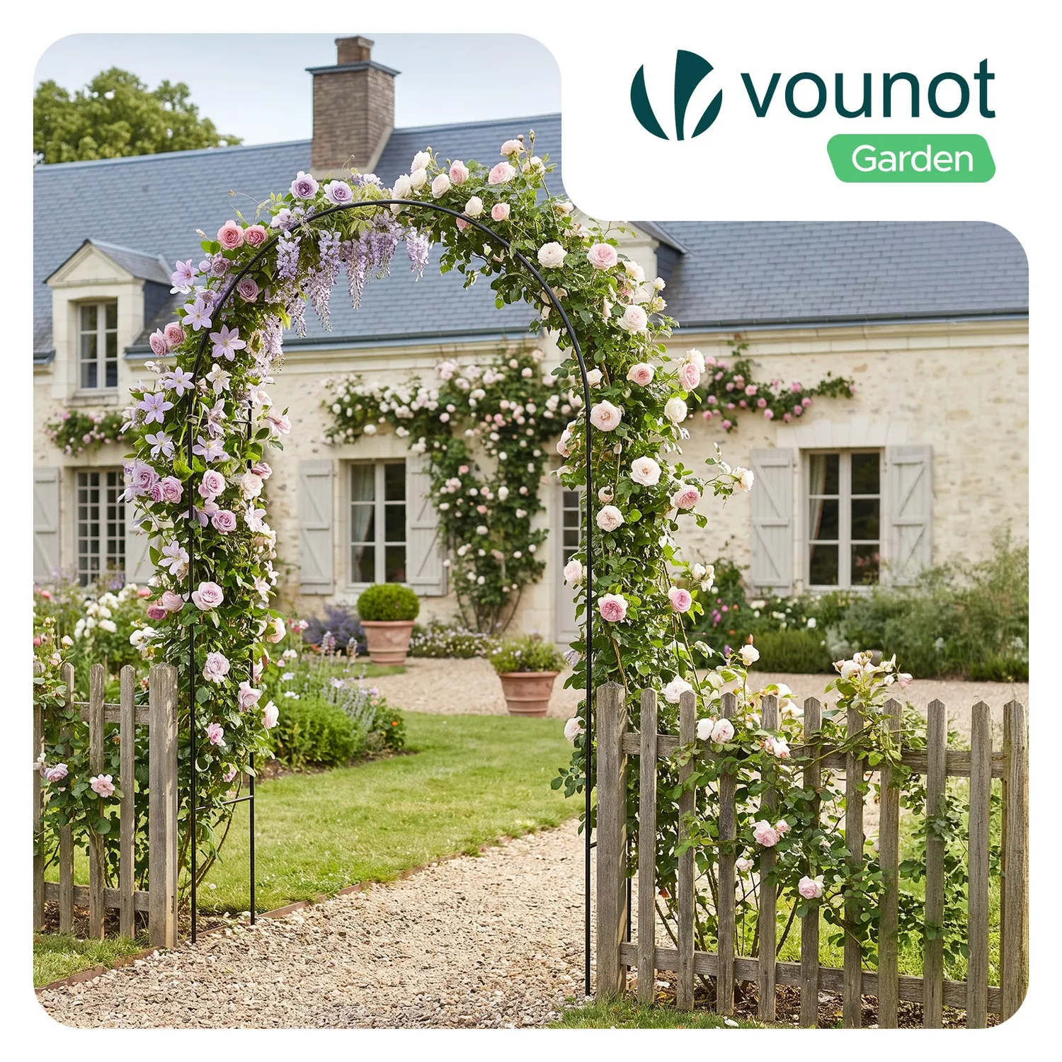 VOUNOT Arco Giardino 140x37x240 cm Nero Metallo