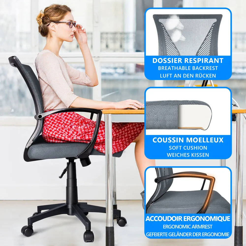 Vounot sedia ufficio ergonomica grigia schienale traspirante