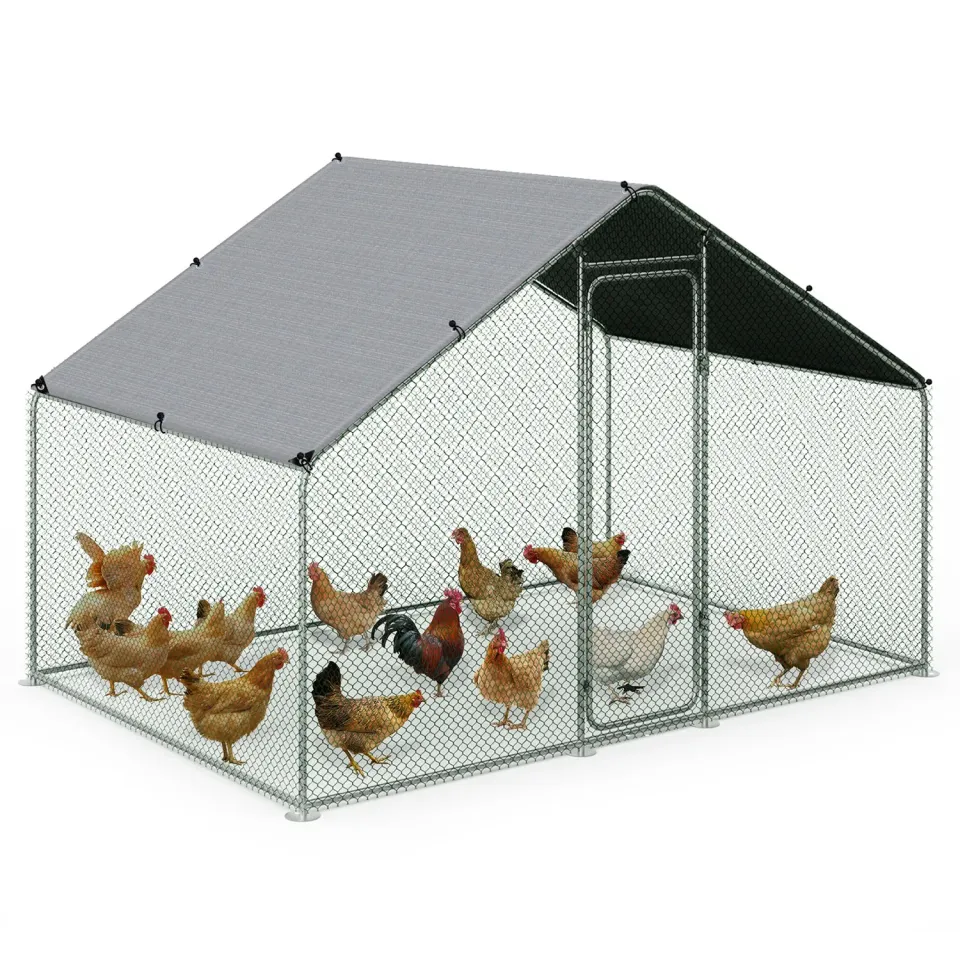 Vounot Pollaio Recinto Metallo 300x200x200 cm Telo PE Argento