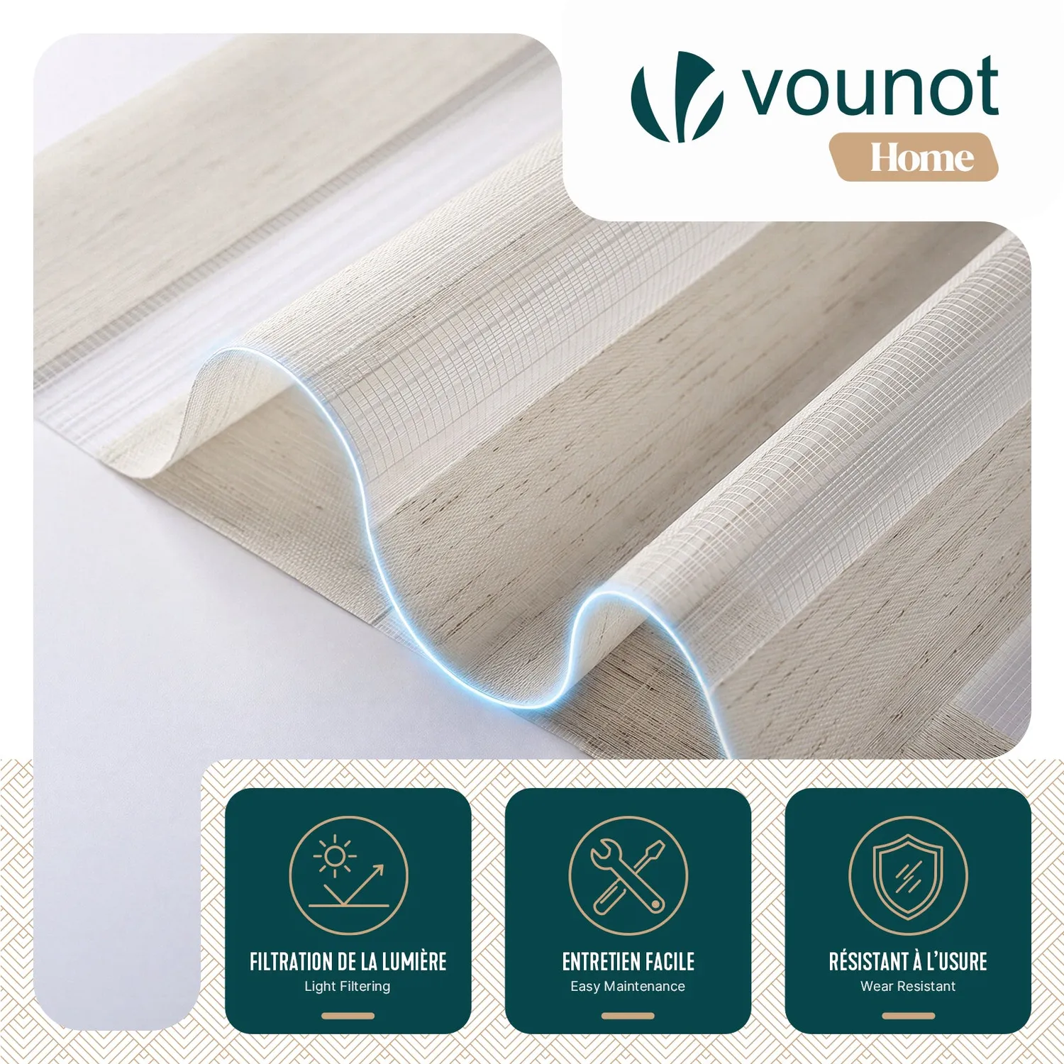 Vounot tende a rullo giorno e notte 50x150 cm lino 2 pezzi