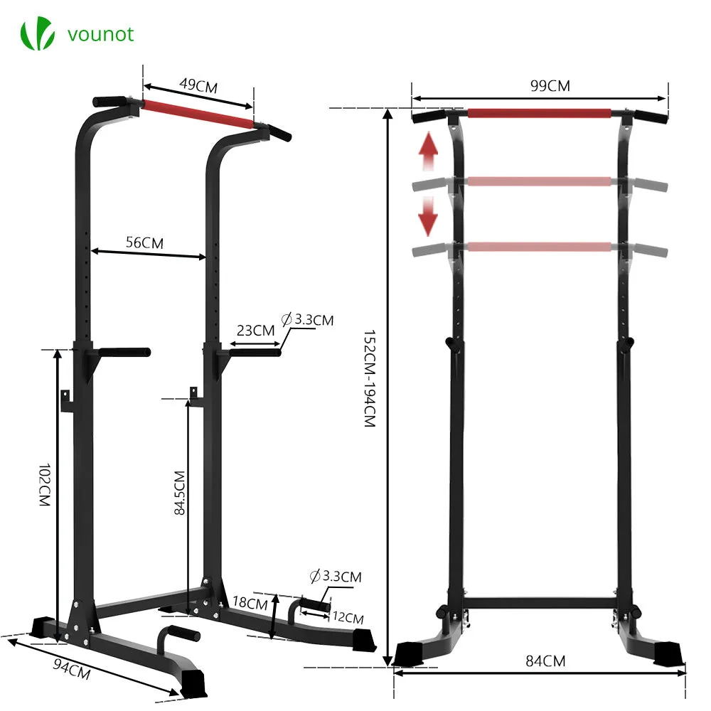 VOUNOT Stazione trazioni multifunzione 152-194 cm acciaio