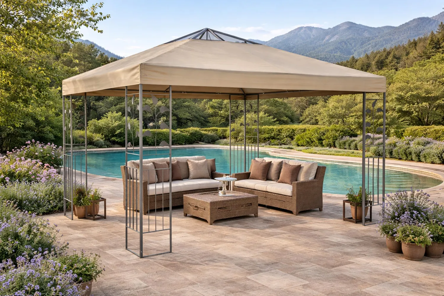 Quick Star tetto ricambio gazebo 3x3 trasparente beige impermeabile