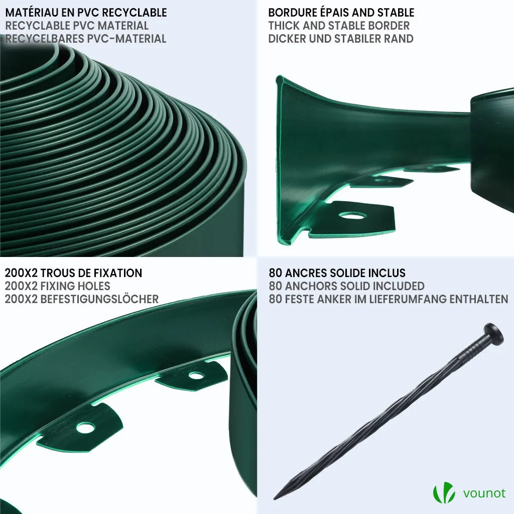 Vounot Bordura Giardino PVC 40 m Verde con Picchetti