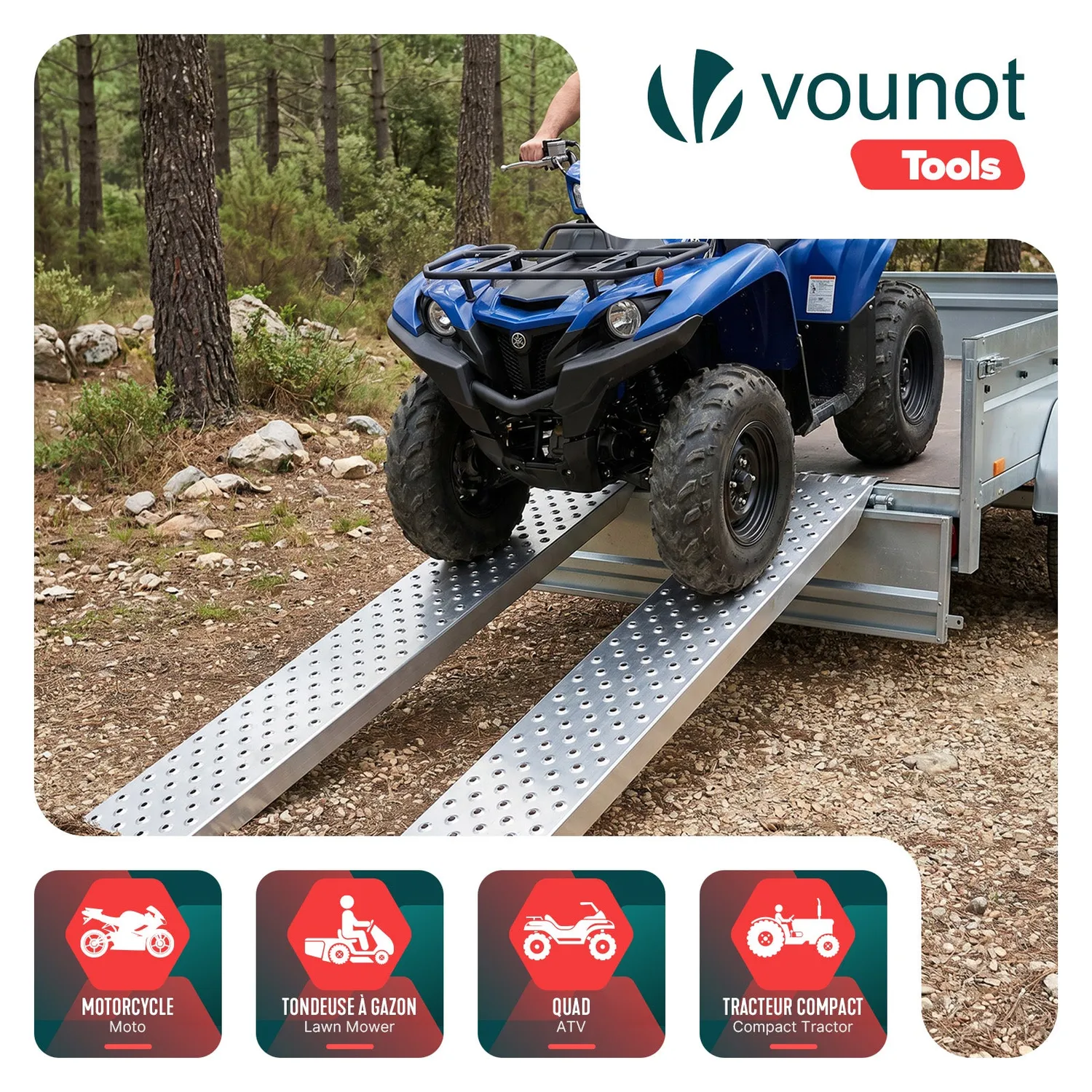 VOUNOT Rampe Carico Acciaio Zincato 135cm 400kg 2 Pezzi