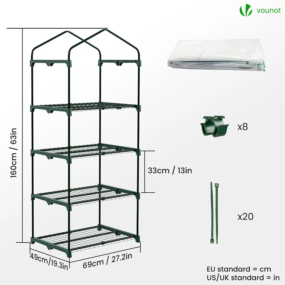Vounot serra da giardino 69x49x160 bianca 4 ripiani anti UV