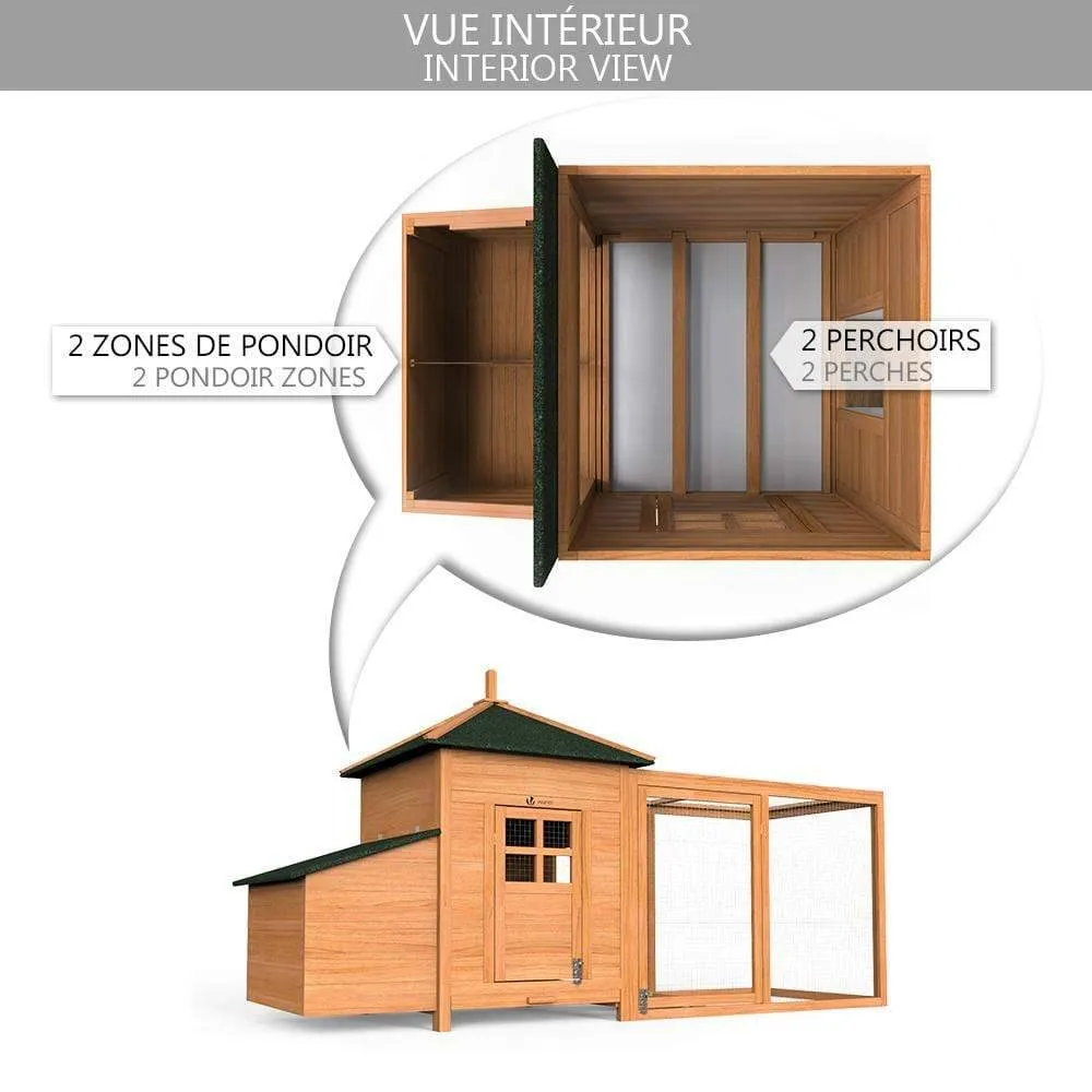 VOUNOT Pollaio in Legno con Nido per 2-3 Galline Nane