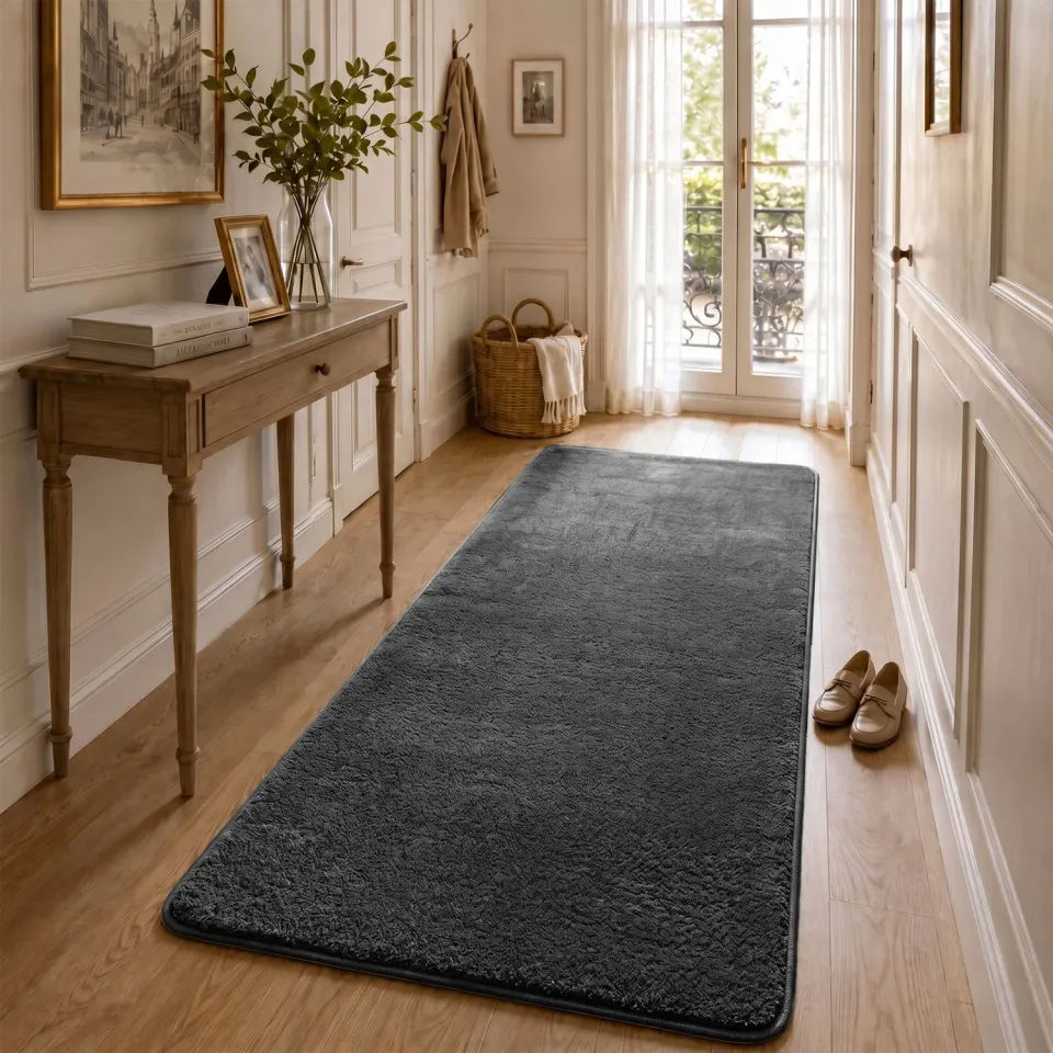 Vounot Tappeto Soggiorno Pelo Corto 80x200 Antracite Antiscivolo