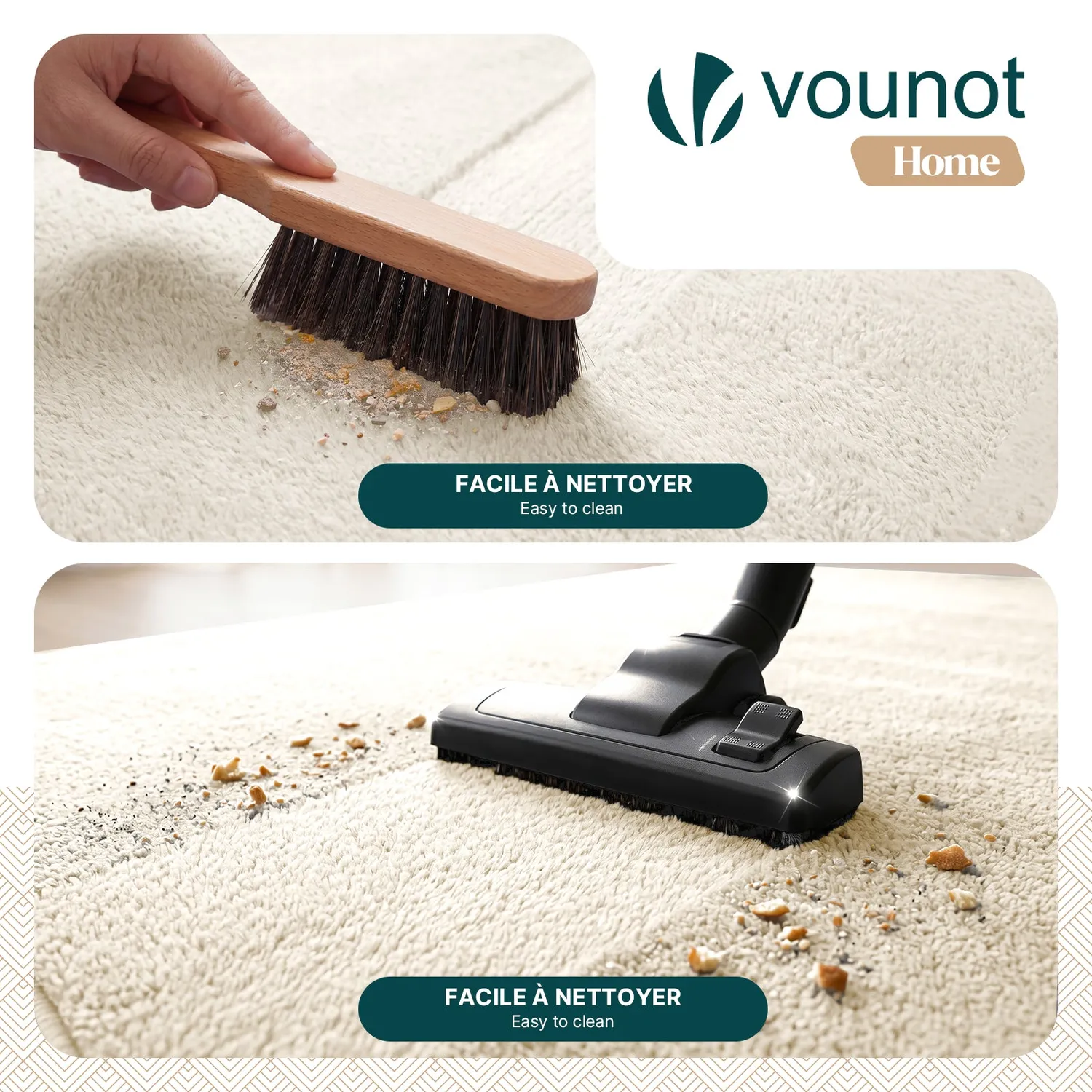 VOUNOT Tappeto Soggiorno 140x200 Beige Pelo Raso