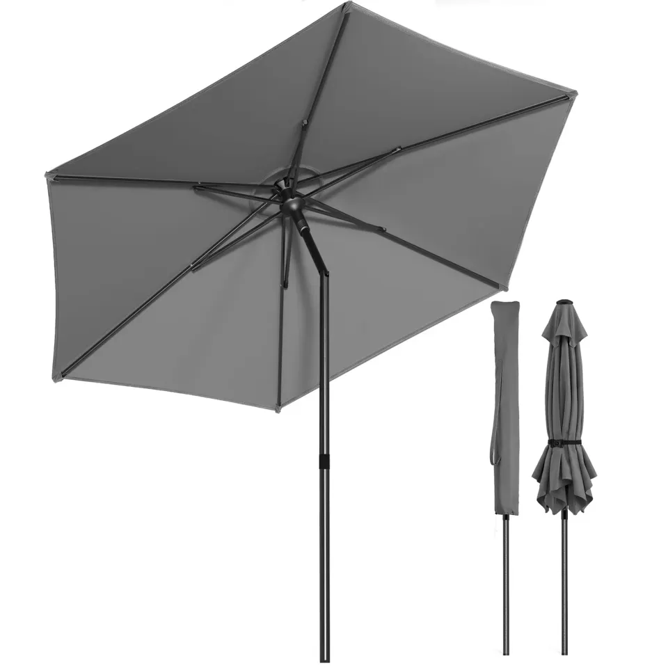 VOUNOT Ombrellone Giardino Inclinabile 270cm Grigio con Sacca