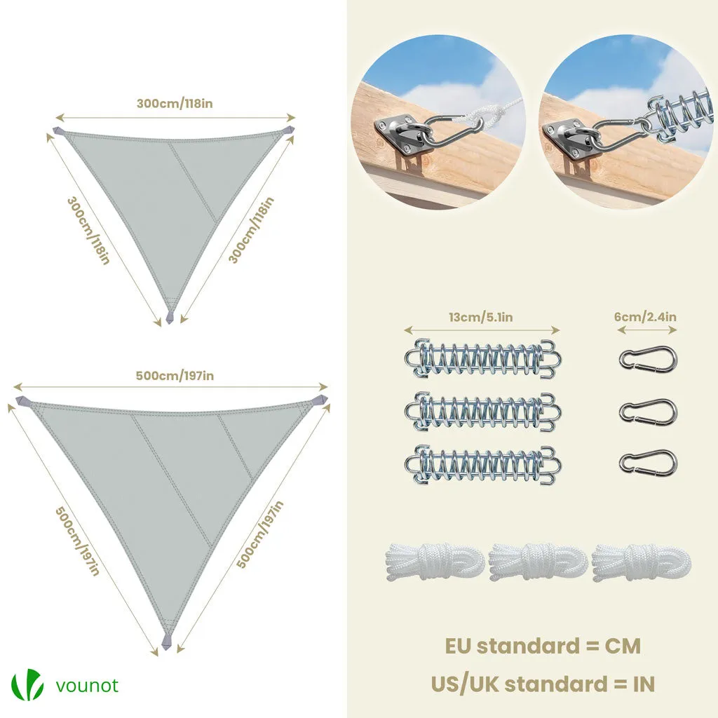VOUNOT vela ombreggiante triangolare grigia 5x5x5 m